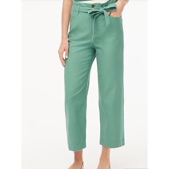 J.Crew Factory Cropped Twill Paper-Bag Pants | Womens Plus 24, Green NWT - Picture 2 of 6